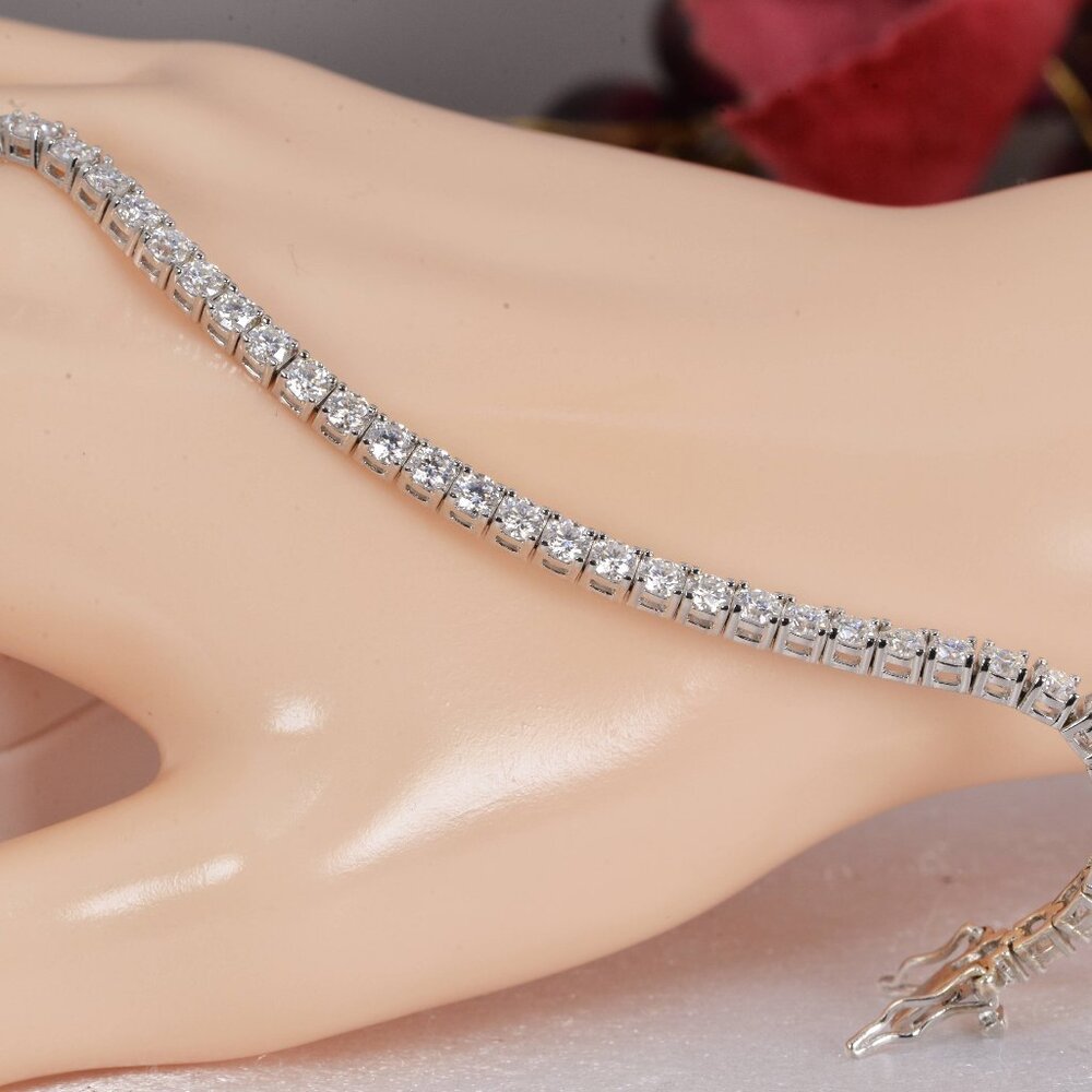 GRA Certified 5.8ct Moissanite Tennis Bracelet 3mm Sterling Silver - Picture 2 of 6